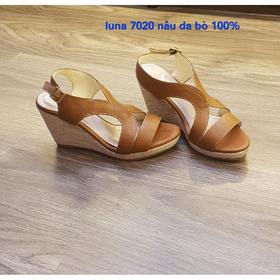 Xăng đan đế xuồng da bò êm chân LUNASHOES 6006 bảo hành 2 năm giày trung niên nữ cho mẹ