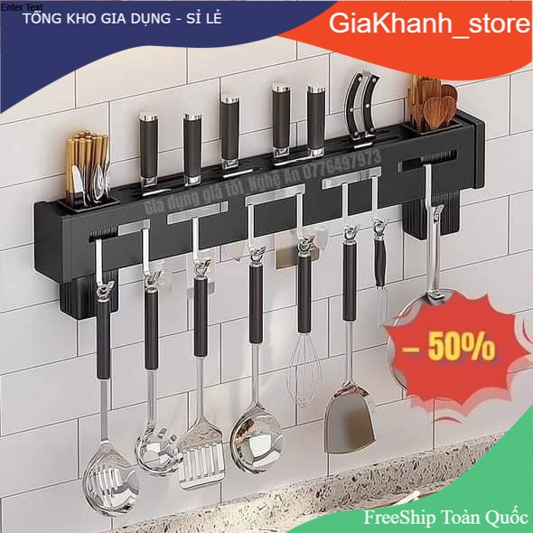Giá sắt gài dao dán tường - Giá treo đồ dùng nhà bếp đũa, thìa, kéo, nạo