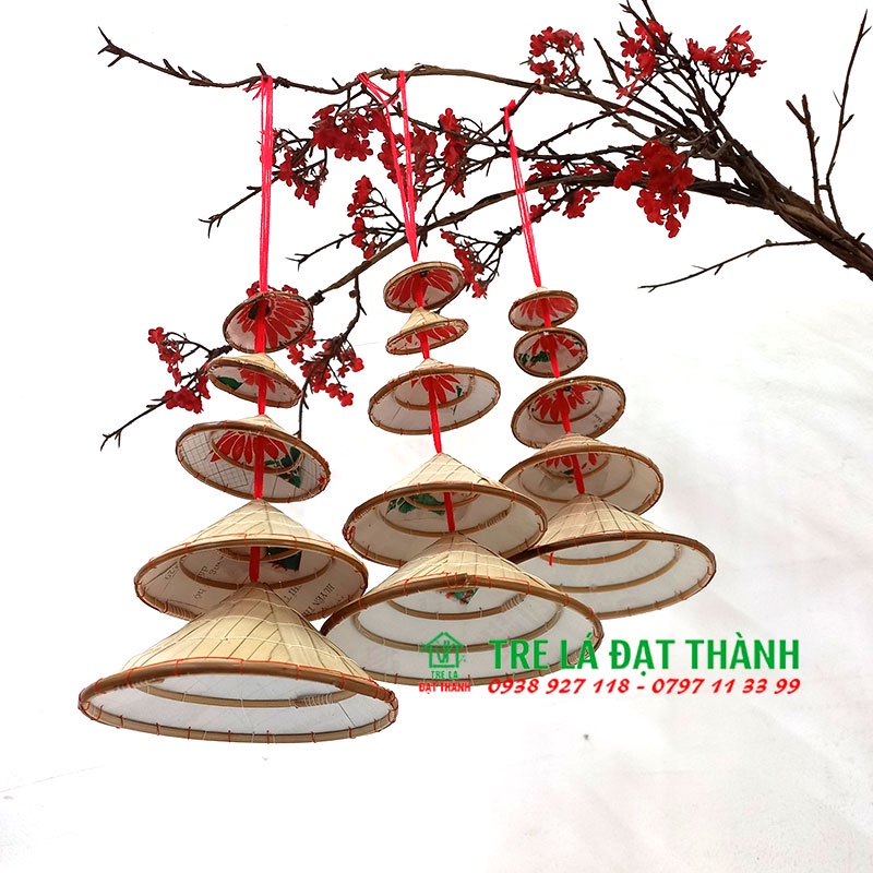Nón dây đỏ mini trang trí, decor, treo tường