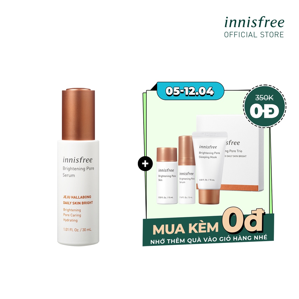 Tinh chất làm sáng da 3 trong 1 innisfree Brightening Pore Serum 30ml