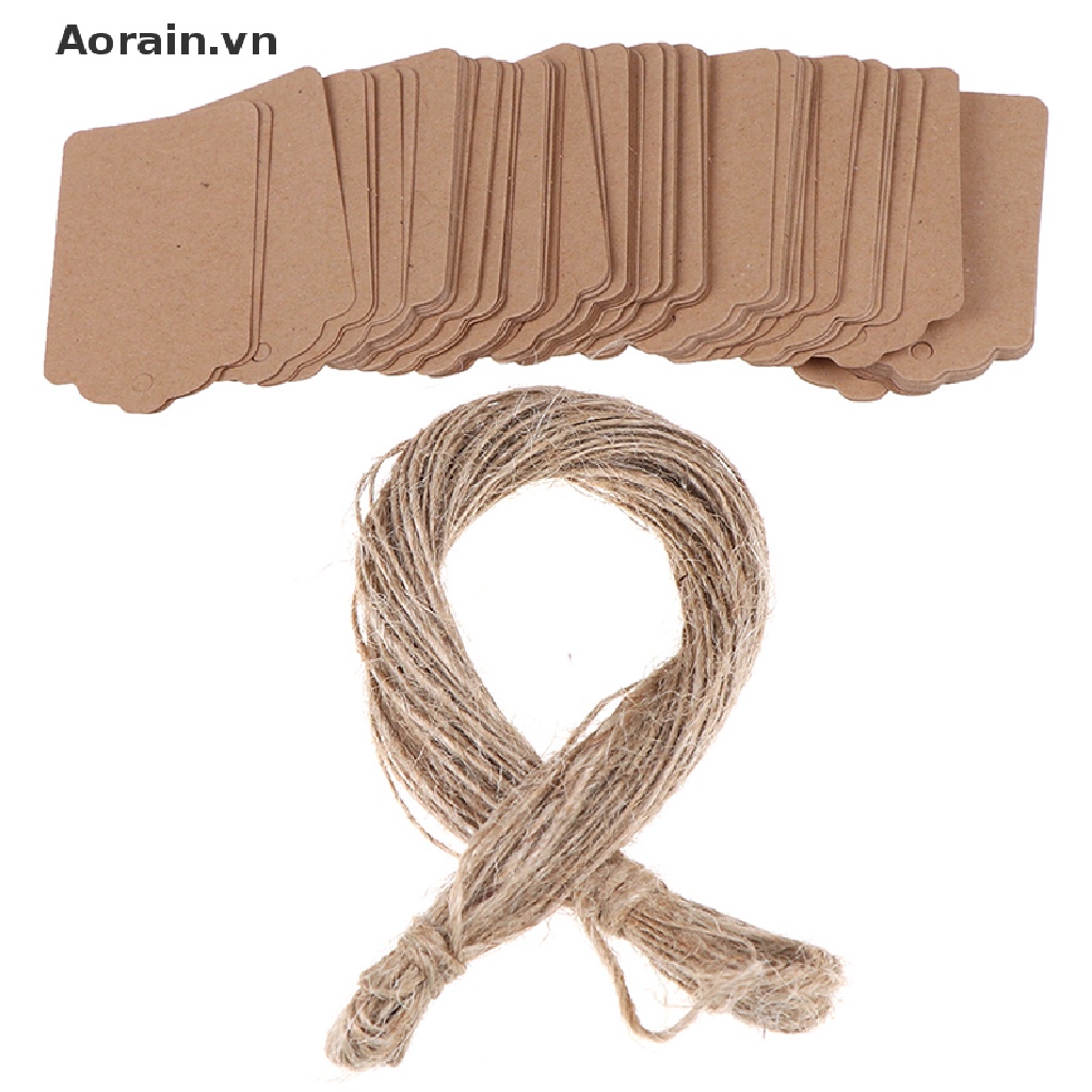 Bộ 100 Nhãn Giấy kraft Rỗng Kèm 20m