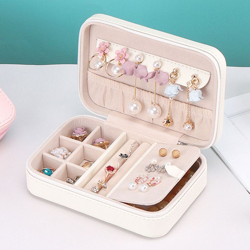 Hộp Đựng Trang Sức Bằng Da PU Đơn Giản Đa Năng