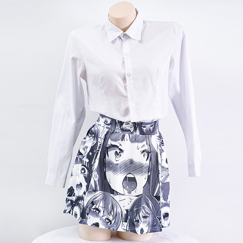 Chân Váy Chữ A Xếp Ly Lưng Vừa In Họa Tiết Hoạt Hình Phong Cách Harajuku Nhật Bản Cho Nữ