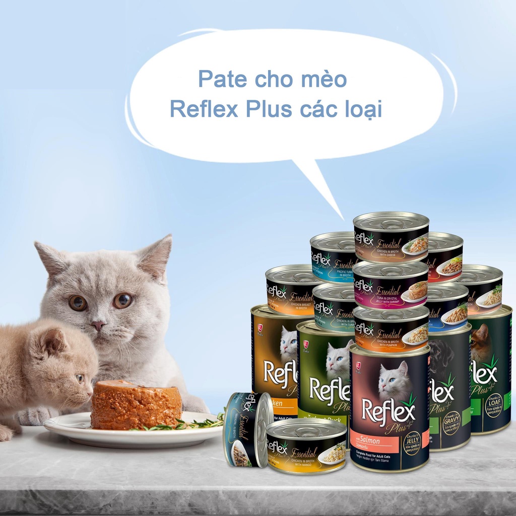Pate,thức ăn ướt cao cấp bổ sung dinh dưỡng cho mèo Reflex Plus nhiều lựa chọn,hộp lớn tiết kiệm