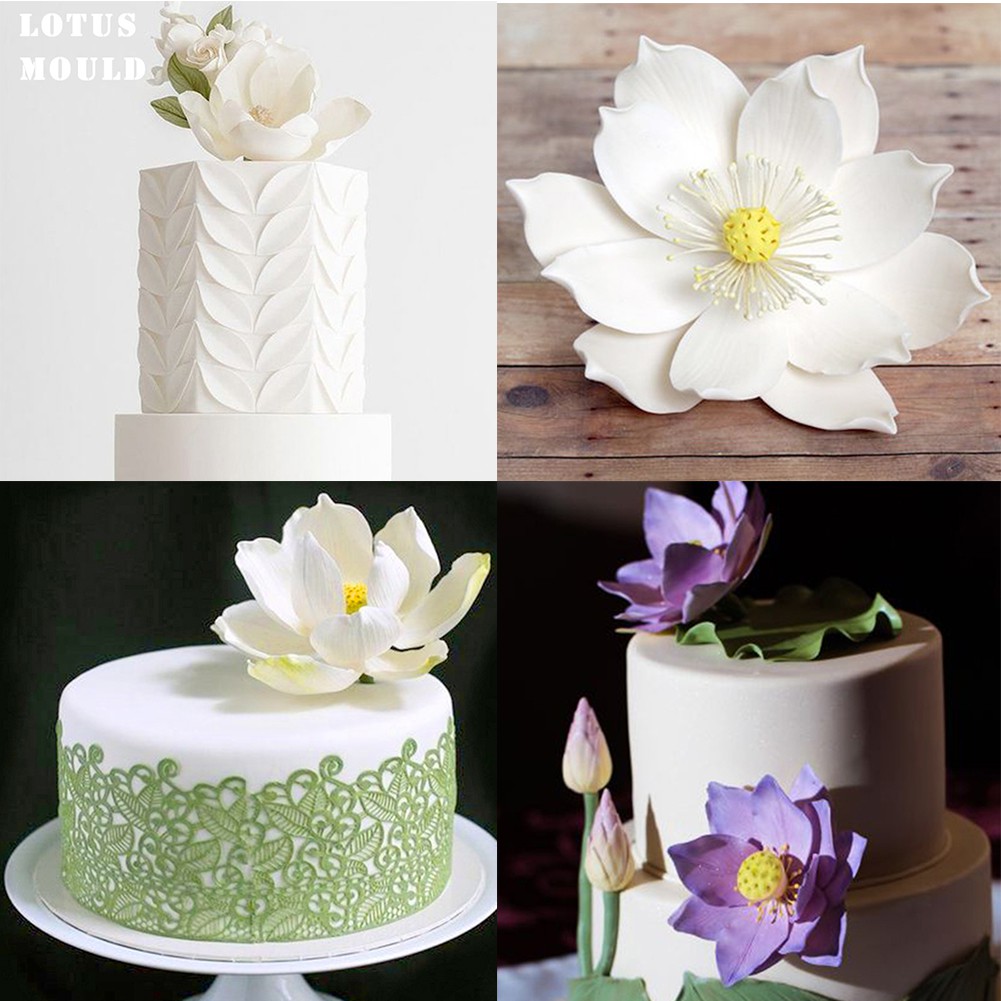 Kalaien Khuôn silicone Tạo Hình Lá Sen Trang Trí Bánh