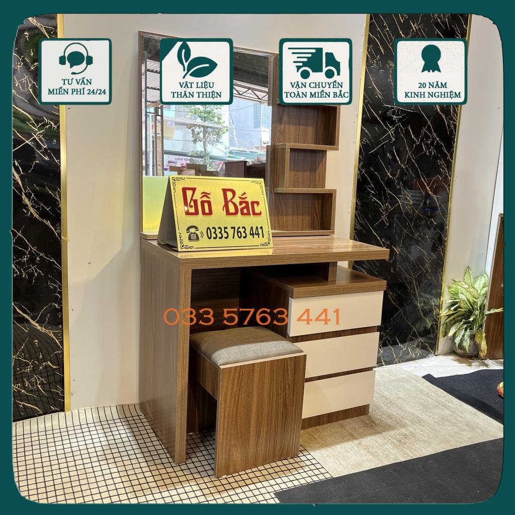 Bàn trang điểm gỗ MDF phủ Melamine 3 ngăn kéo kích thước 80x40cm tặng kèm ghế