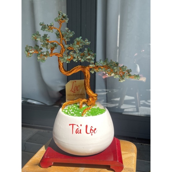 Cây tài lộc dáng bonsai đá aventurine cao 37 cm HANMYNGHE