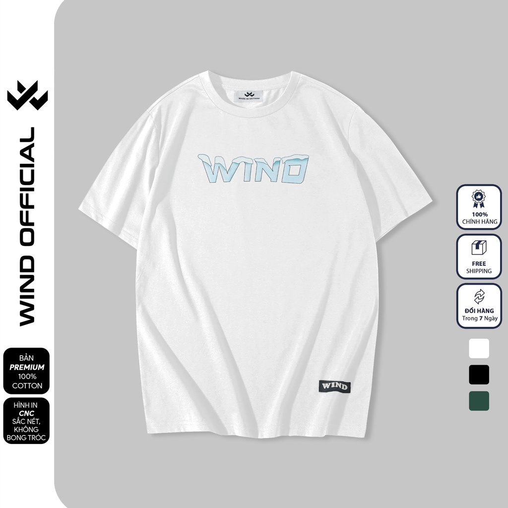 Áo thun tay lỡ unisex WIND phông form rộng 65% Cotton WINTER thời trang nam nữ oversize
