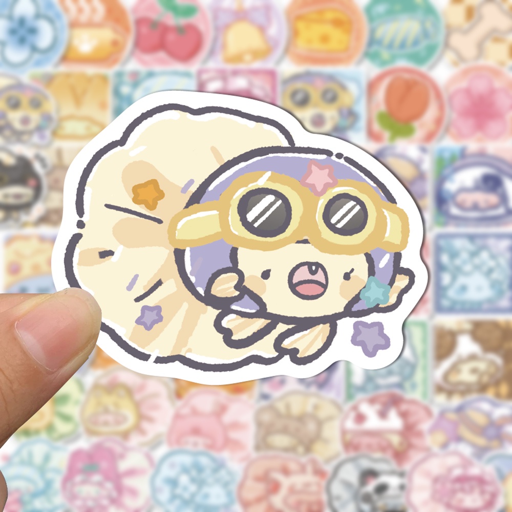 Bộ 50 Miếng Dán Trang Trí Laptop Chống Thấm Nước Hình Cá Vàng Hoạt Hình Dễ Thương