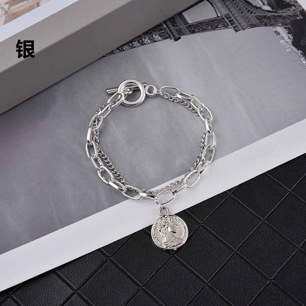 Trang sức vòng đeo tay họa tiết đồng xu thời trang Hàn Quốc sành điệu cho nữ