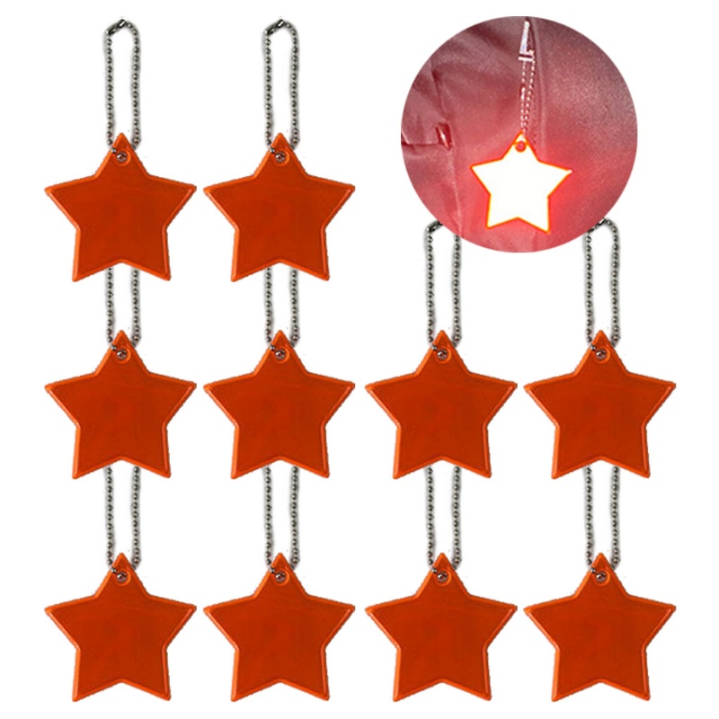 KING 10 Pcs Child Safety Reflectors Keyring Reflective Stars Safe Reflector Keychains
