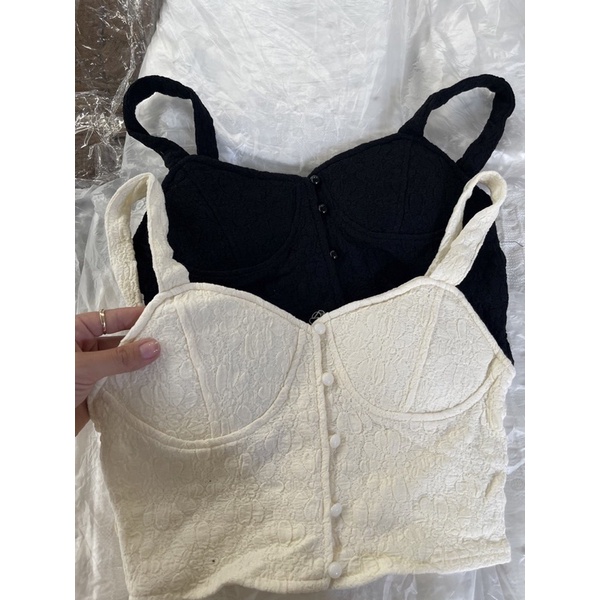 Áo hai dây đính cúc ngọc chất hoa nổi hàng có sẵn - ảnh thật cuối