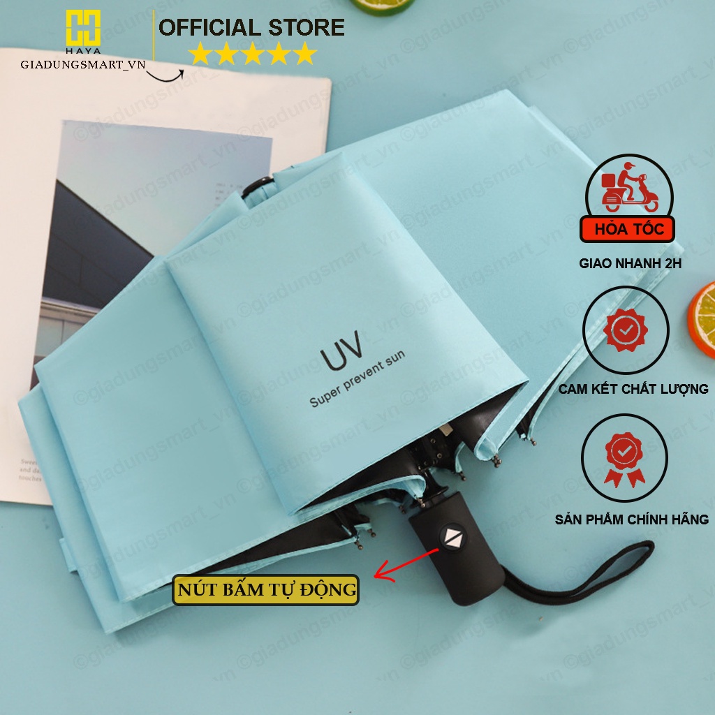 Ô Che Nắng Mưa Chống Tia UV Dù Tự Động Mini Dù Che Mưa Phủ Vinyl Chống Thấm Cao Cấp