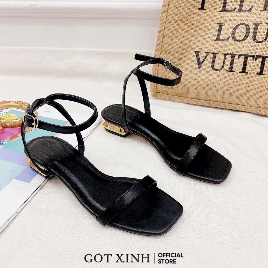 Giày sandal nữ GÓT XINH SD2 da mềm trụ vuông đế cao 3cm