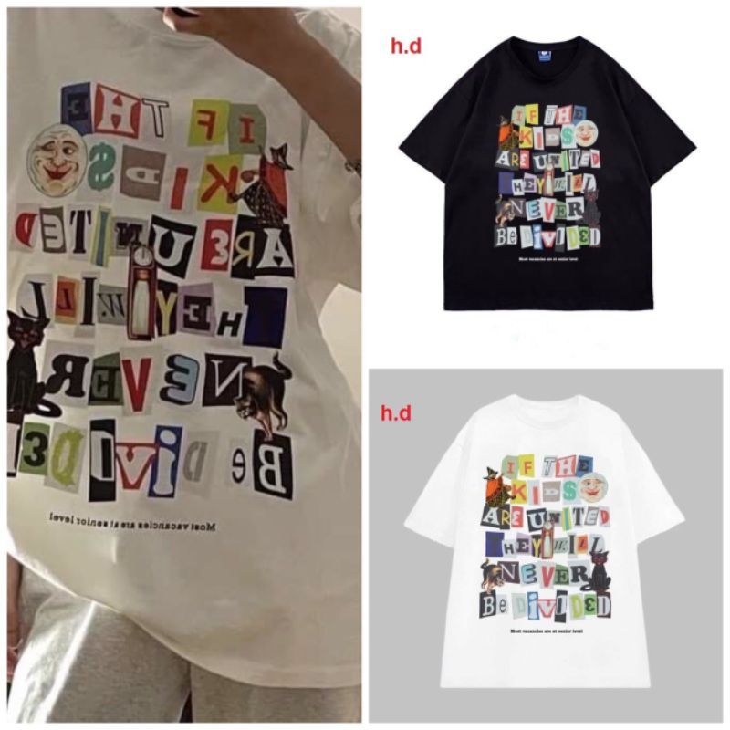 Áo Thun Cổ Tròn Chữ Cái Phom Rộng Basic Phong Cách Ulzzang ❤  Áo Cộc Tay Chất Liệu Cotton Unisex nam nữ