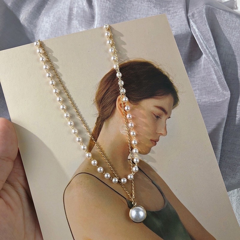Chocker Cổ Kim Loại 2 Tầng Đính Hạt
