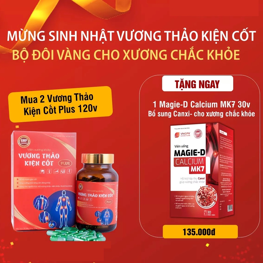Vương thảo kiện cốt PLUS - Hỗ trợ điều trị xương khớp - Thành phần từ thảo mộc - CTCP Thung lũng dược phẩm Xanh GPV