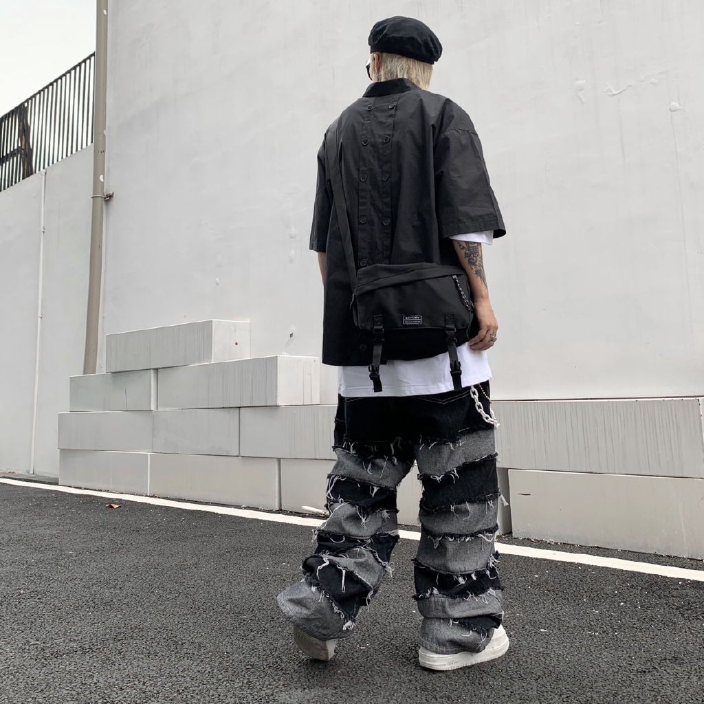 Túi đeo chéo phong cách Harajuku màu tối thời trang đường phố cá tính | BigBuy360 - bigbuy360.vn