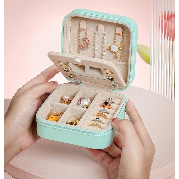 Hộp Đựng Trang Sức Có Gương Nhỏ Gọn Tiện Dụng Ốp
