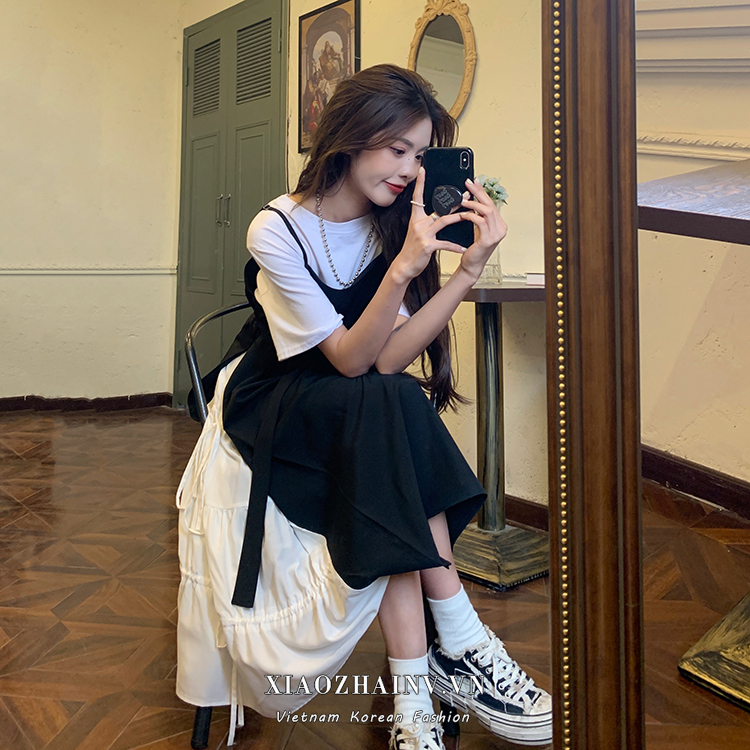 Xiaozhainv Áo Thun / Đầm Yếm Ulzzang Phong Cách Hàn Quốc Xinh Xắn Cho Nữ | BigBuy360 - bigbuy360.vn
