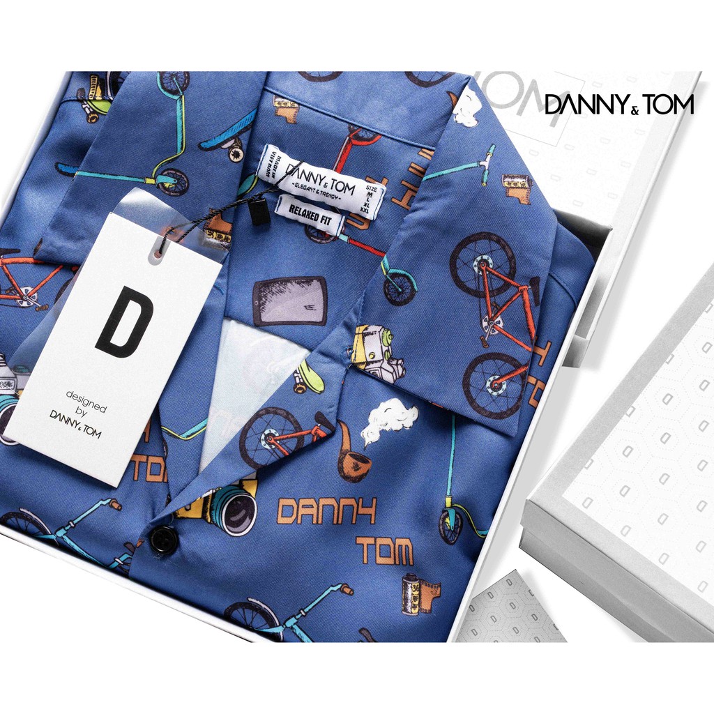 Áo sơ mi Tay ngắn Họa tiết Bicam, Vải lụa Thoáng mát, Chống nhăn Form Regular Fit, Chuẩn đẹp , Năng động DN06 - DANNYTOM | BigBuy360 - bigbuy360.vn