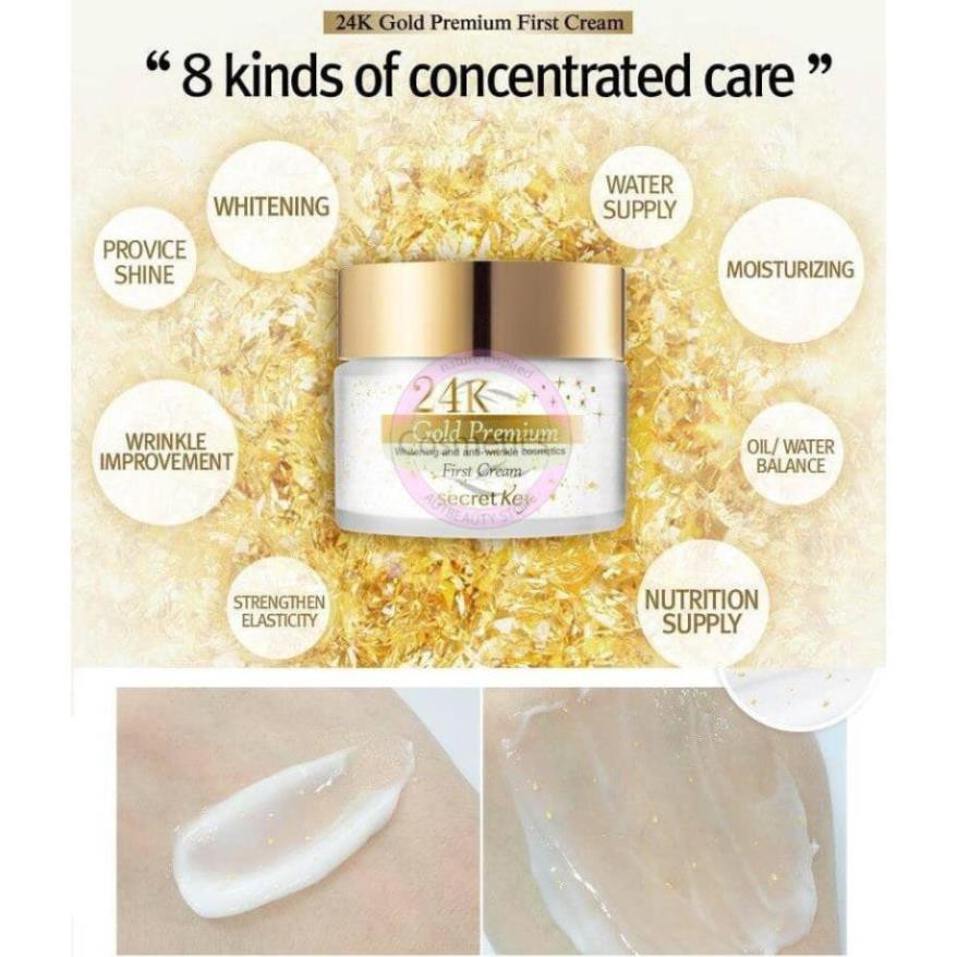 Kem dưỡng trắng da chống lão hóa cao cấp Secretkey 24K Gold Premium First Cream 50g