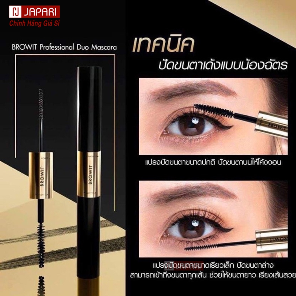 Mascara Nongchat Browit Thái Lan Chính Hãng - Masscara Chuốt Mi Nongchat 2 Đầu Chống Nước Lâu Trôi Chuốt Lông Mày Japari