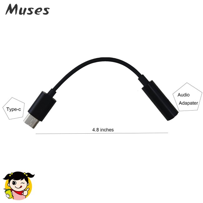 Muse07 Cáp chuyển đổi tín hiệu âm thanh từ Type C ra 3.5mm cho điện thoại dùng cổng Type-C