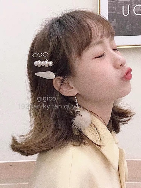 [Sỉ-lẻ] Set 3 cây kẹp ngọc trai nhân tạo + ẩn vân đá siêu đẹp