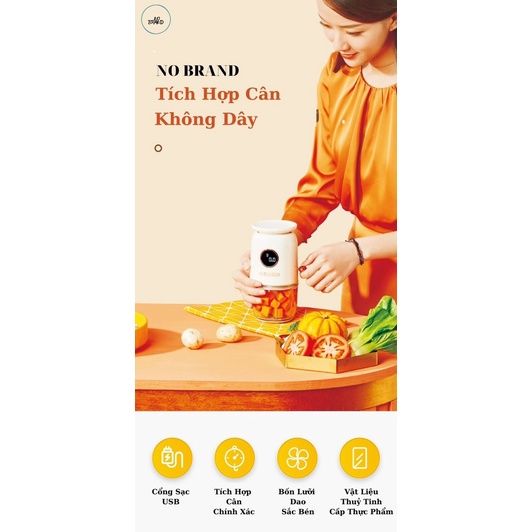 Máy xay ăn dặm đa năng 0.6L, có tích pin, tích hợp cân điện tử