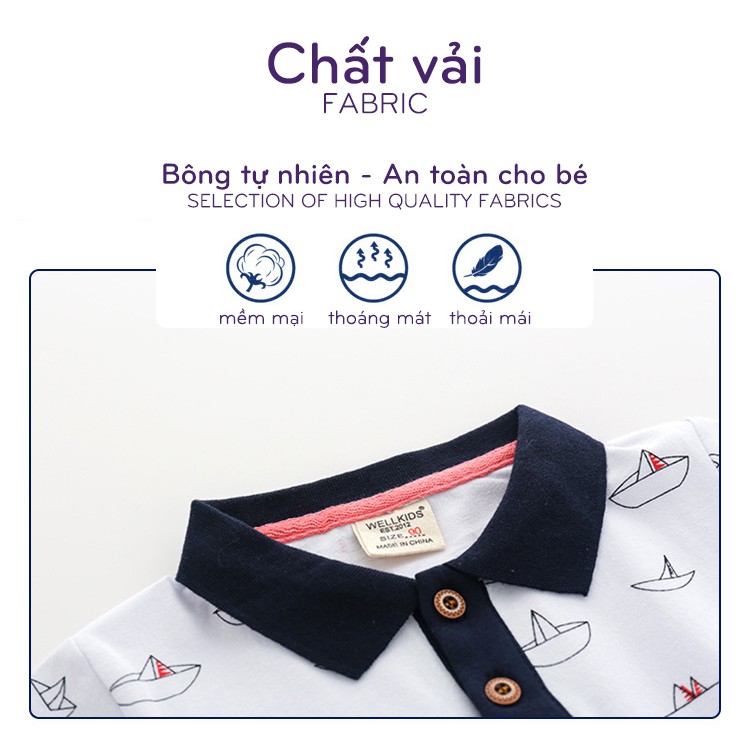 Áo POLO bé trai WELLKIDS áo thun có cổ cho bé chất cotton hàng xuất Âu Mỹ