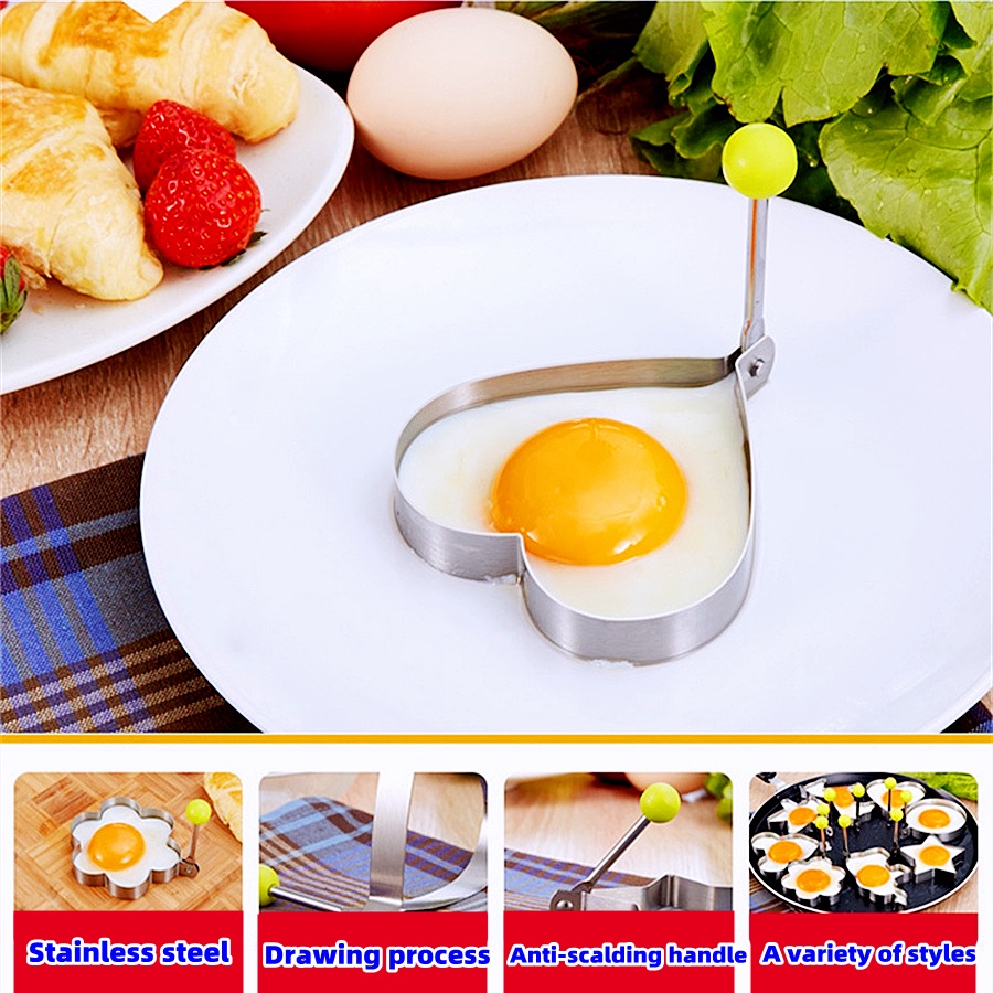 Bộ khuôn chiên trứng tạo hình bằng inox 5 chiếc