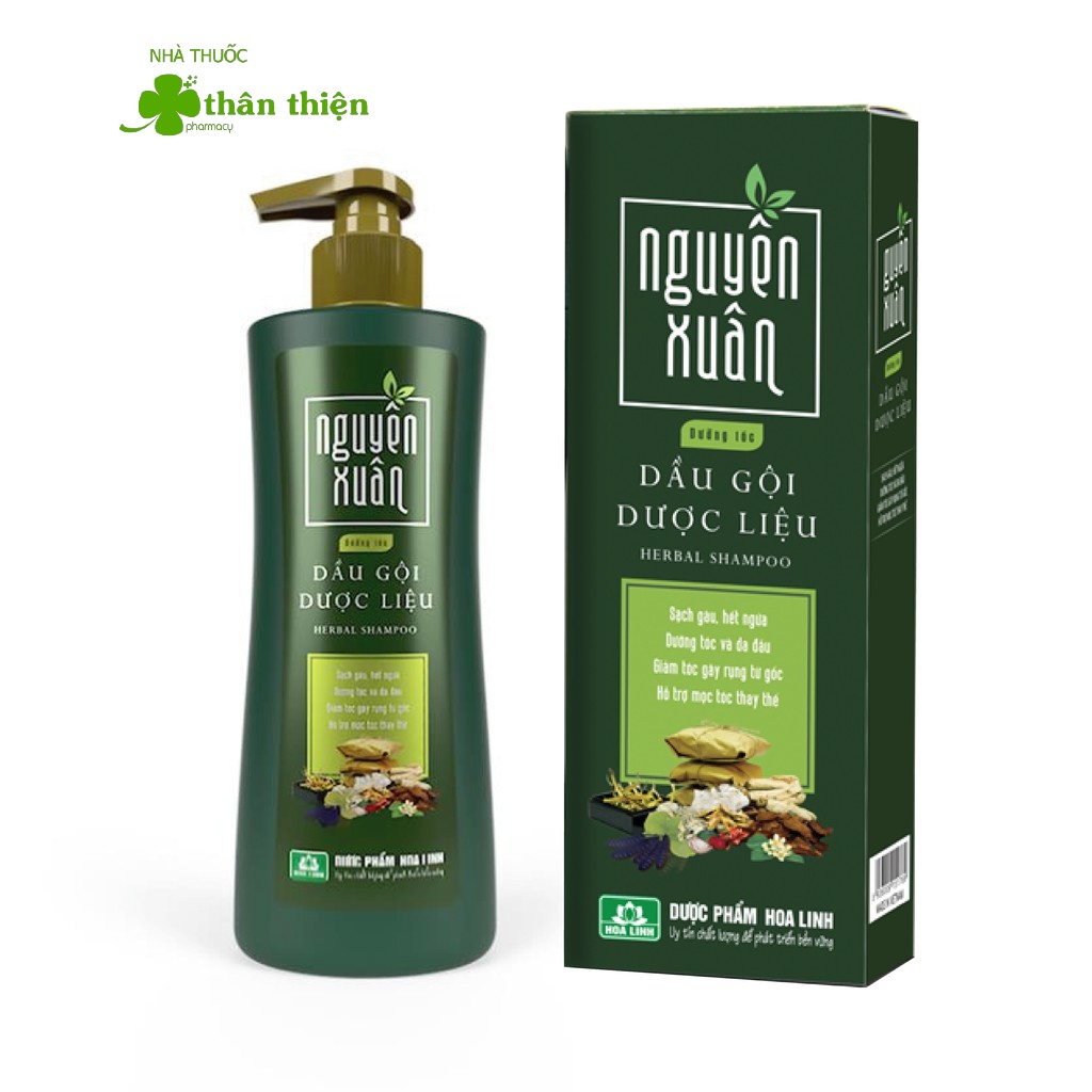 [Dầu gội dược liệu Nguyên Xuân], chiết xuất từ thảo dược thiên nhiên từ bưởi, bồ kết, ngăn rụng tóc hết gàu, giảm ngứa.