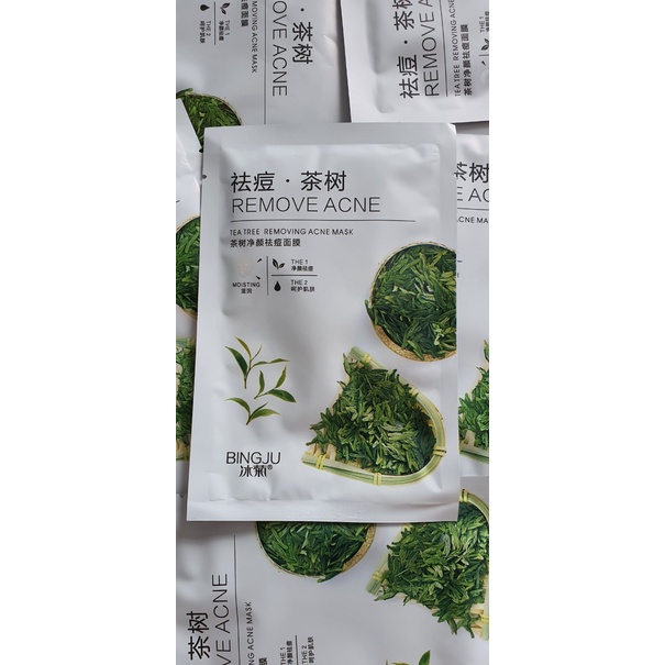 Mặt Nạ Trà Xanh lành mụn BingJu TeaTree Removing Acne Mask