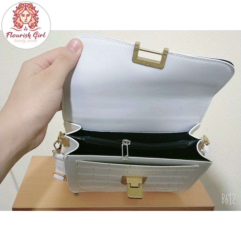 Túi xách nữ vuông đeo chéo da dập vân phong cách basic Hàn Quốc, Túi xách da trơn đơn giản Size 18 - FREESHIP