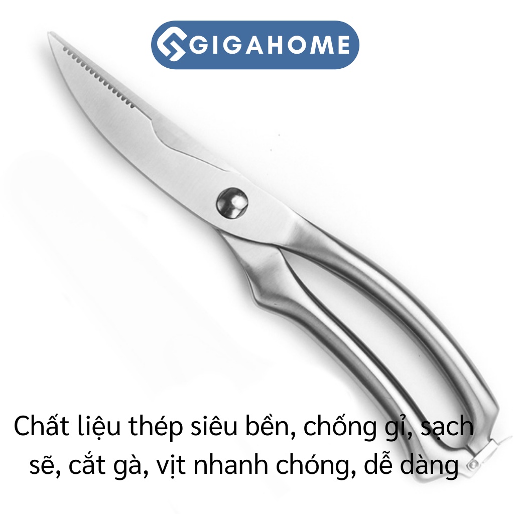 Kéo Nhà Bếp Cắt Gà, Cá Đa Năng GIGAHOME Lưỡi Cong Có Móc Khóa Cài 9447