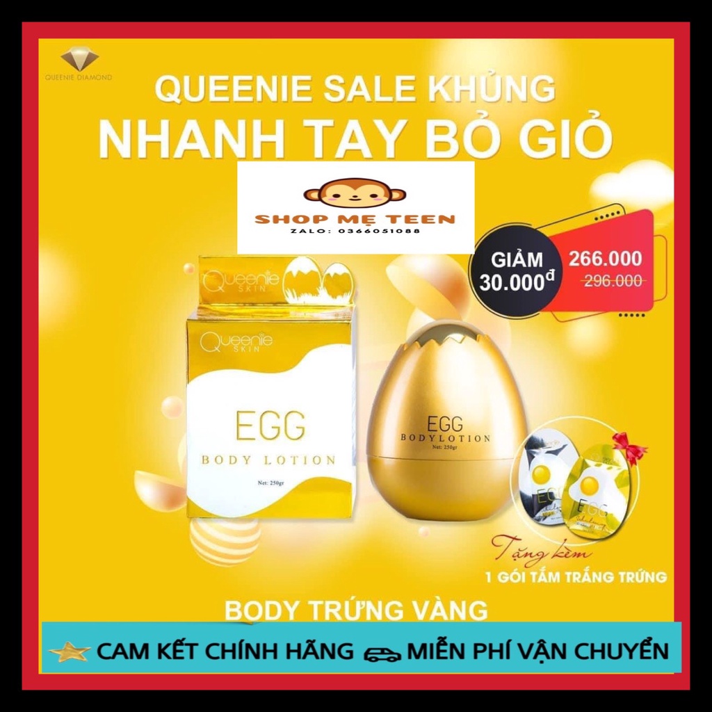 Kem Body Trứng Vàng CHÍNH HÃNG QUEENIE Kích Trắng Mạnh Độc Quyền