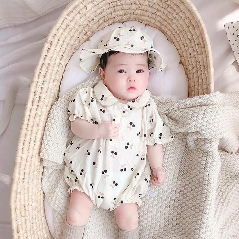 - Bộ body liền thân tay ngắn hoa nhí + Mũ cho bé gái ❣️ Mặc cực xinh, sang chảnh