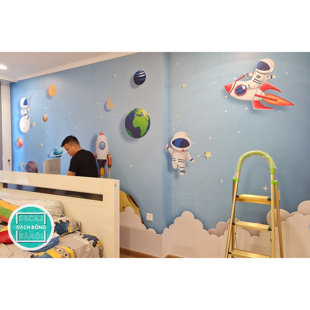 Decal trang trí cho bé 𝐒𝐄𝐓 𝐑𝐨𝐜𝐤𝐞𝐭 𝐟𝐥𝐲𝐢𝐧𝐠 𝐬𝐩𝐚𝐜𝐞