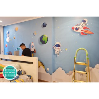 Decal trang trí cho bé 𝐒𝐄𝐓 𝐑𝐨𝐜𝐤𝐞𝐭 𝐟𝐥𝐲𝐢𝐧𝐠 𝐬𝐩𝐚𝐜𝐞