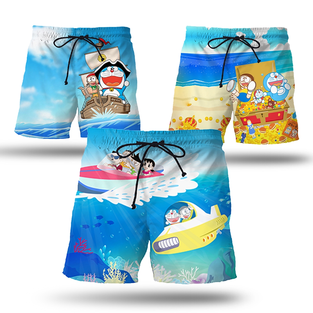 Hx Quần Short Thể Thao In Hình Doraemon 3d Thời Trang Đi Biển Cho Nam Nữ