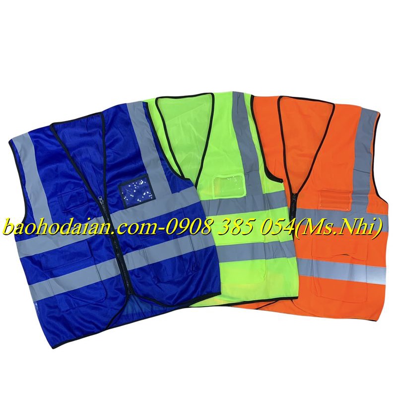 Áo lưới Phản Quang kiểu dán kèm 4 túi tiện dụng vải lưới thoát mát thấm hút mồ hôi- Hình thật