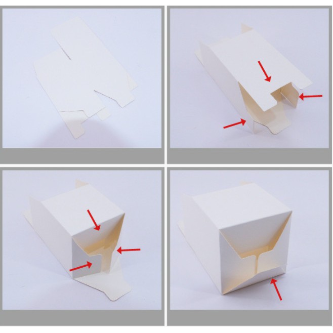 Hộp giấy hình vuông màu trắng da bò nhiều kích thước 5x5cm, 6x6cm, 7x7cm, 8x8cm.