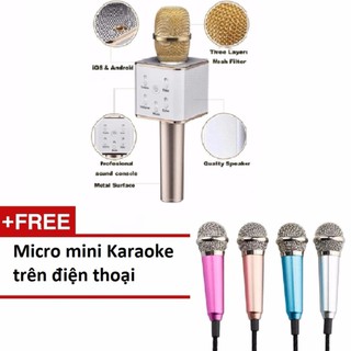 Microphone Karaoke Bluetooth Q7 3 in 1 tặng micro mini hát trênđiện thoại