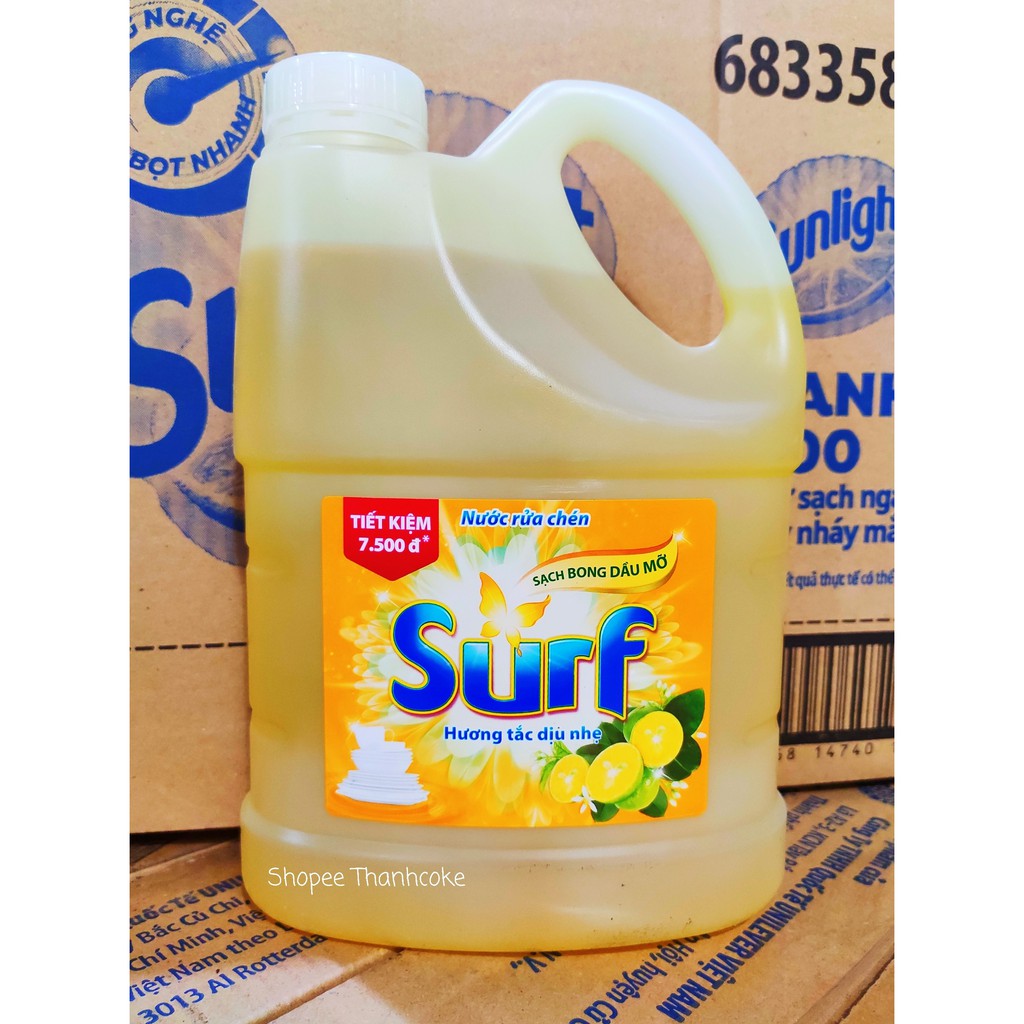 SURF Nước Rửa Chén hương Tắc 1.5 kg Can Nhựa 1.5kg