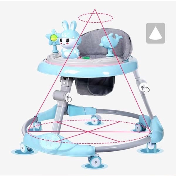 XE TẬP ĐI CHO BÉ  2IN1 BABY WALKER 619M XE NÔI QUÂY TRÒN 6 BÁNH XOAY 360 ĐỘ