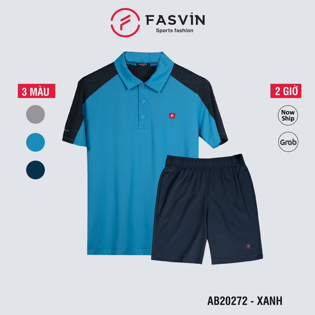 Bộ thun thể thao nam Fasvin AB20272.HN cộc tay cổ bẻ vải thể thao mềm nhẹ co giãn tốt | BigBuy360 - bigbuy360.vn