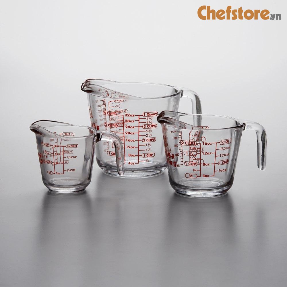 Ca Đong ml 💥 Cốc Đo Lường Chất Lỏng Chia Vạch Thủy Tinh Cường Lực Đa Dung Tích 250ml/500ml/1000ml/2000ml Anchor Hocking