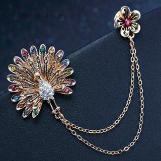 Ghim cài áo hình chim công đính đá nhân tạo thời trang
