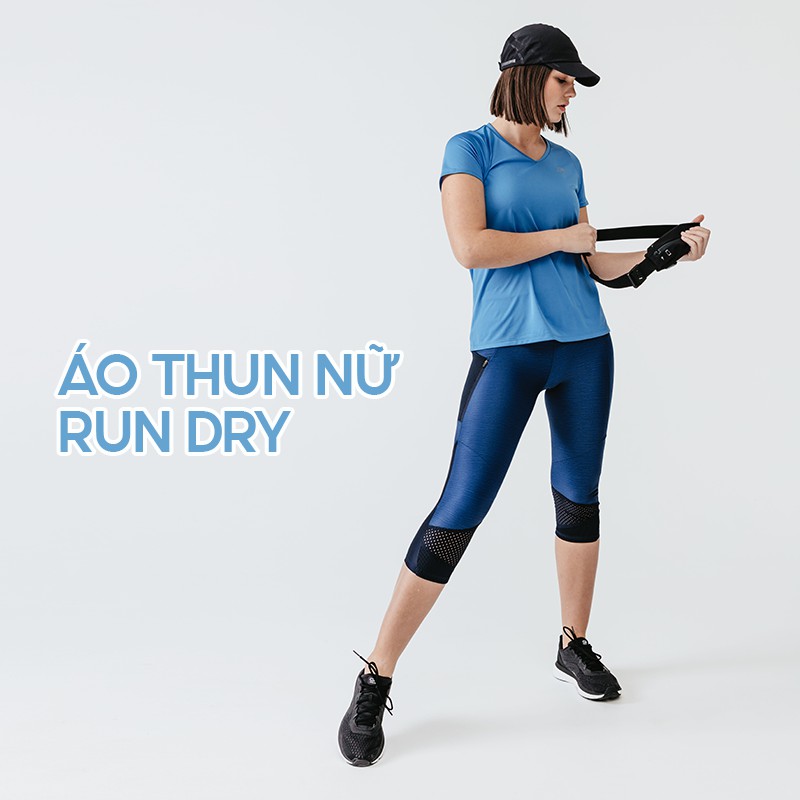 Áo thun thể thao nữ run dry DECATHLON chuyên chạy bộ, nhanh khô - xanh dương